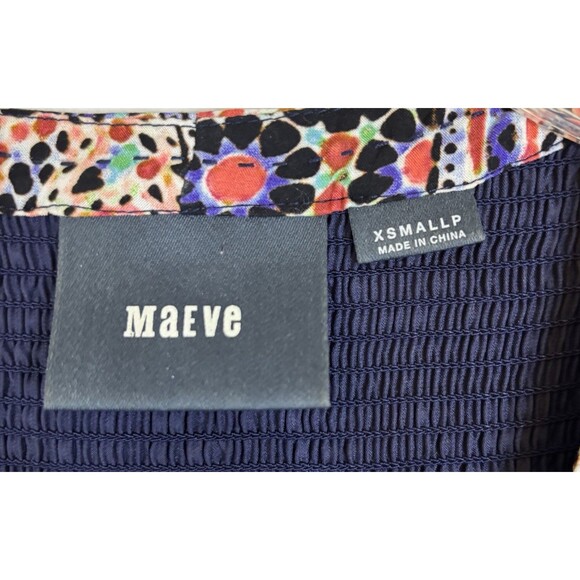 MAEVE Anthropologie Tiled Amethyst Mini Dress XS Petite Smocked Long Sleeve Boho - Picture 3 of 15